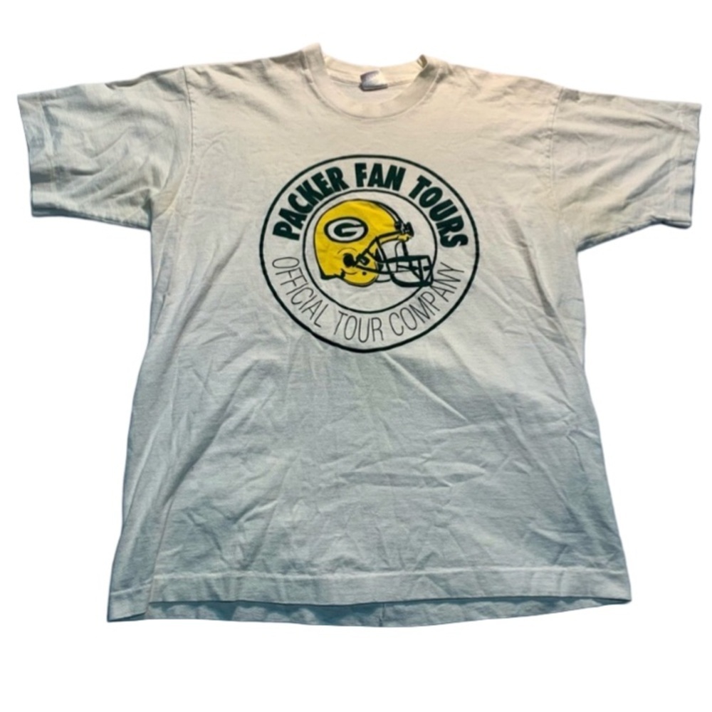 💙 Vintage Green Bay “Packer Fan Tours” T-Shirt Fruit of the Loom Made in USA (M)